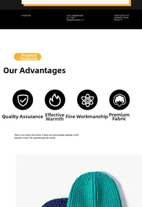 Detail of teal and navy winter knit beanies with premium warm thermal fabric technology