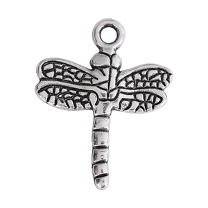 Vintage silver dragonfly pendant charm made of alloy with detailed wing texture for DIY jewelry