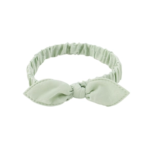 Mint green baby cotton headband with rabbit ear bow and elastic soft fabric design