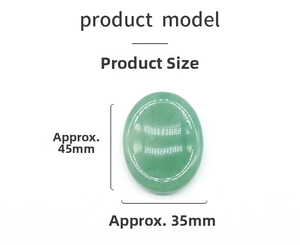 Detailed size chart of the oval green aventurine facial gua sha stone with 45x35mm dimensions