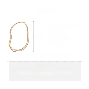 Spécifications du collier long en perles de nacre et cuivre avec détails de mesure