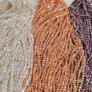 Natural 4-5mm baroque freshwater pearls in white, pink and purple for DIY jewelry