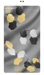 Detailed view of irregular geometric earrings with lava texture and S925 silver studs