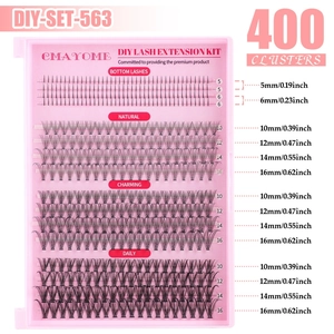 Detailed view of DIY lash extension kit with 400 clusters in various natural styles