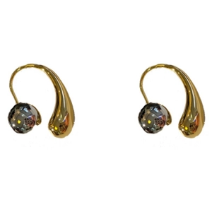 French vintage waterdrop earrings with polished gold and silver metal finish