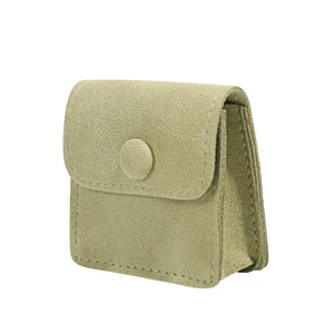Mini light green microfiber jewelry pouch with snap button for rings and pendants