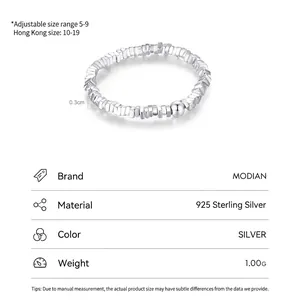 Minimalist S925 sterling silver irregular crushed silver ring with adjustable band size