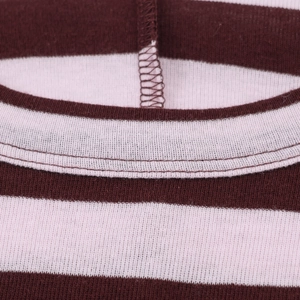 Striped knit sweater for women featuring a crew neck and reinforced stitching detail