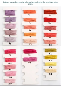 Detailed color chart showing 26 vibrant cotton cord shades for DIY boho bag charms