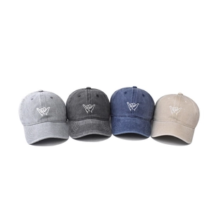 Gorras de béisbol clásicas de algodón lavado con bordado de gestos en cuatro colores