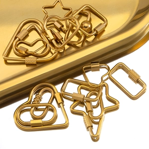 Golden heart and star shaped stainless steel carabiner connectors for DIY jewelry making