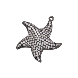 Sparkling starfish pendant in gunmetal finish with micro-pave cubic zirconia crystals