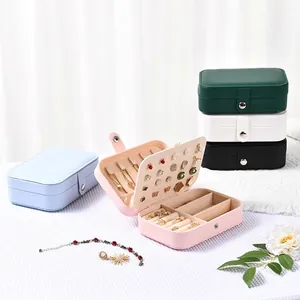 Portable Jewelry Box PU Leather Travel Case Large Capacity Storage For Rings Earrings Necklaces Bracelet Organizer Women Girls