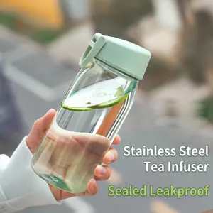 Petite bouteille d'eau sport portable avec filtre à thé inox et couvercle étanche pour été