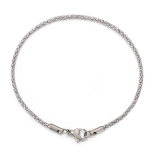 Minimalist silver stainless steel woven mesh chain bracelet with lobster clasp closure