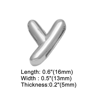 Polished silver metal bubble letter Y charm bead for DIY bracelet jewelry accessory