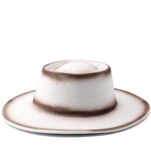 Boater Fedora Hat Polyester Cotton Blend Felt Flat Top Wide Brim Retro Jazz Two Tone Gradient Burnt Edge Vintage Fashion