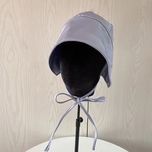 Vintage lavender satin sun hat with ribbon ties for women outdoor sun protection