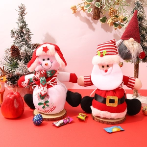 Sacchetti regalo natalizi in peluche con Babbo Natale e pupazzo di neve per dolciumi