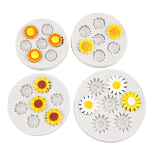 4-piece sunflower and daisy silicone molds for DIY baking and resin crafts decorations