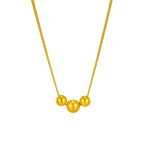 Collana a catena a serpente dorata con tre sfere lucide dal design a gradiente