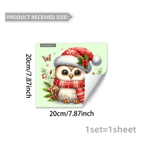 Sticker mural hibou de Noël phosphorescent avec bonnet et écharpe pour décor de fête