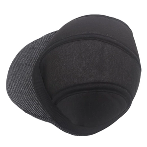 Men's wool blend striped ivy cap with black knit crown and warm ear protection design