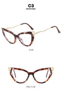 Tortoiseshell cat-eye glasses frame with gold metal details in side and front views
