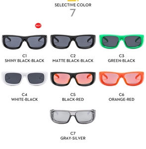 Overview of seven available colors for these stylish Y2K retro square sunglasses