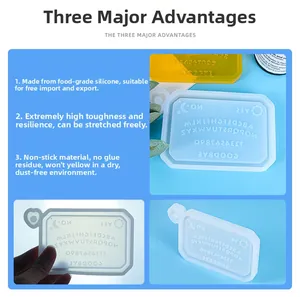Detailed view of rectangular silicone mold with engraved letters and numbers