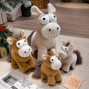 Peluche Cheval Amusante Animal En Peluche Doux Avec Grands Yeux Et Sourire Denté Poupée Poney Dessin Animé Cadeau Anniversaire Enfant