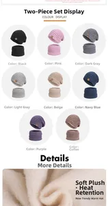 Detailed close-up of thick thermal fleece lining and soft knit texture of the winter set