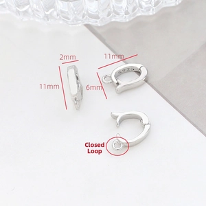 Macro view of S925 sterling silver lobster clasp with 11mm dimensions for jewelry making