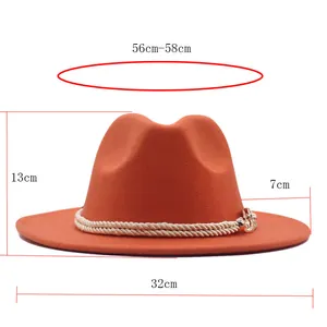 Dimensions du chapeau fedora avec bord de 7 cm et profondeur de 13 cm détaillée