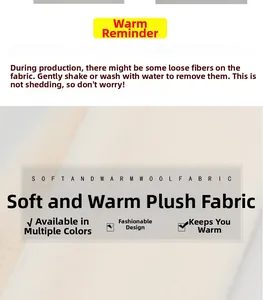 Close-up of soft cream faux rabbit fur scarf texture showing thick thermal plush material