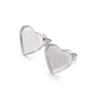 Supports de boucles d'oreilles cœur en acier inoxydable argenté pour bijoux DIY avec finition
