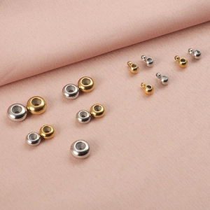 Positioning Stopper Beads 304 Stainless Steel With Silicone Insert For DIY Jewelry Making Adjustable Round Polished