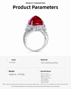 Macro shot of S925 sterling silver ring featuring a 12mm red sugarloaf cut zircon gemstone