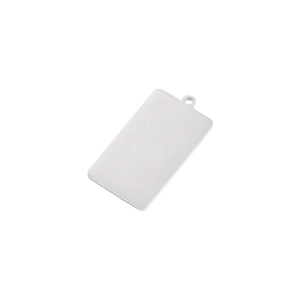 Polished rectangular stainless steel pendant with top ring for DIY jewelry making