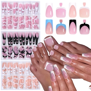 Uñas Postizas Press On Estilo Francés Para Dedos Y Pies ABS Uñas Artificiales Cobertura Completa Manicura Pedicura Mujeres