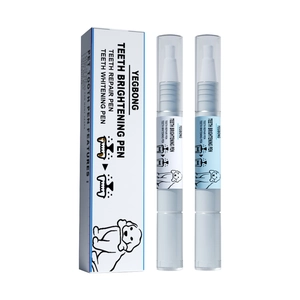 Pet teeth whitening pen kit for dogs and cats to remove tartar and stains on white background