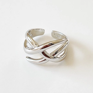 925 Sterling Silver Ring Adjustable Multi Layer Cross Woven Winding Minimalist Ins Style Finger Jewelry For Women