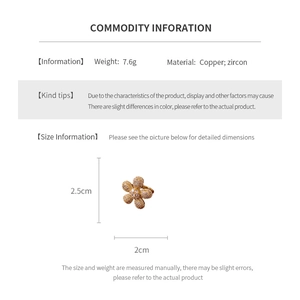 Detail specifications of vintage flower ring showing size 2.5cm and copper zircon material