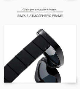 Detail of a sleek black square sunglasses frame with modular temples on a white background