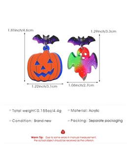 Λεπτομερείς διαστάσεις για σκουλαρίκια Halloween από ακρυλικό με κολοκύθα και φάντασμα