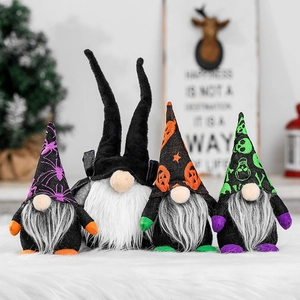 Halloween Gnome Plush Faceless Doll Ornaments With Pumpkin Spider Skull Patterns For Holiday Party Tabletop Decor