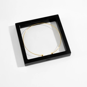 Adjustable S925 sterling silver necklace in gold finish displayed in a black jewelry box