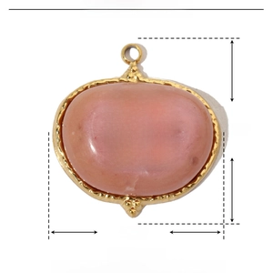 Spécifications de taille pour pendentif étoile en pierre rose et acier doré 19x18mm