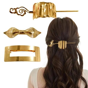Metal Hair Clips Geometric Gold Butterfly Spring Clip Hairpin Hair Cuffs Elegant Headwear Accessories For Women