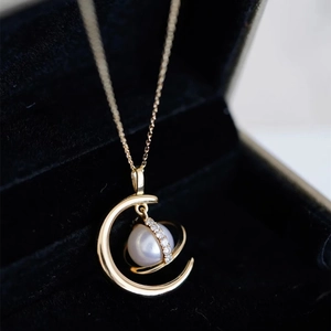 925 Sterling Silver Planet Moon Artificial Pearl Pendant Necklace For Women Light Luxury Fashion Ins Style Clavicle Chain